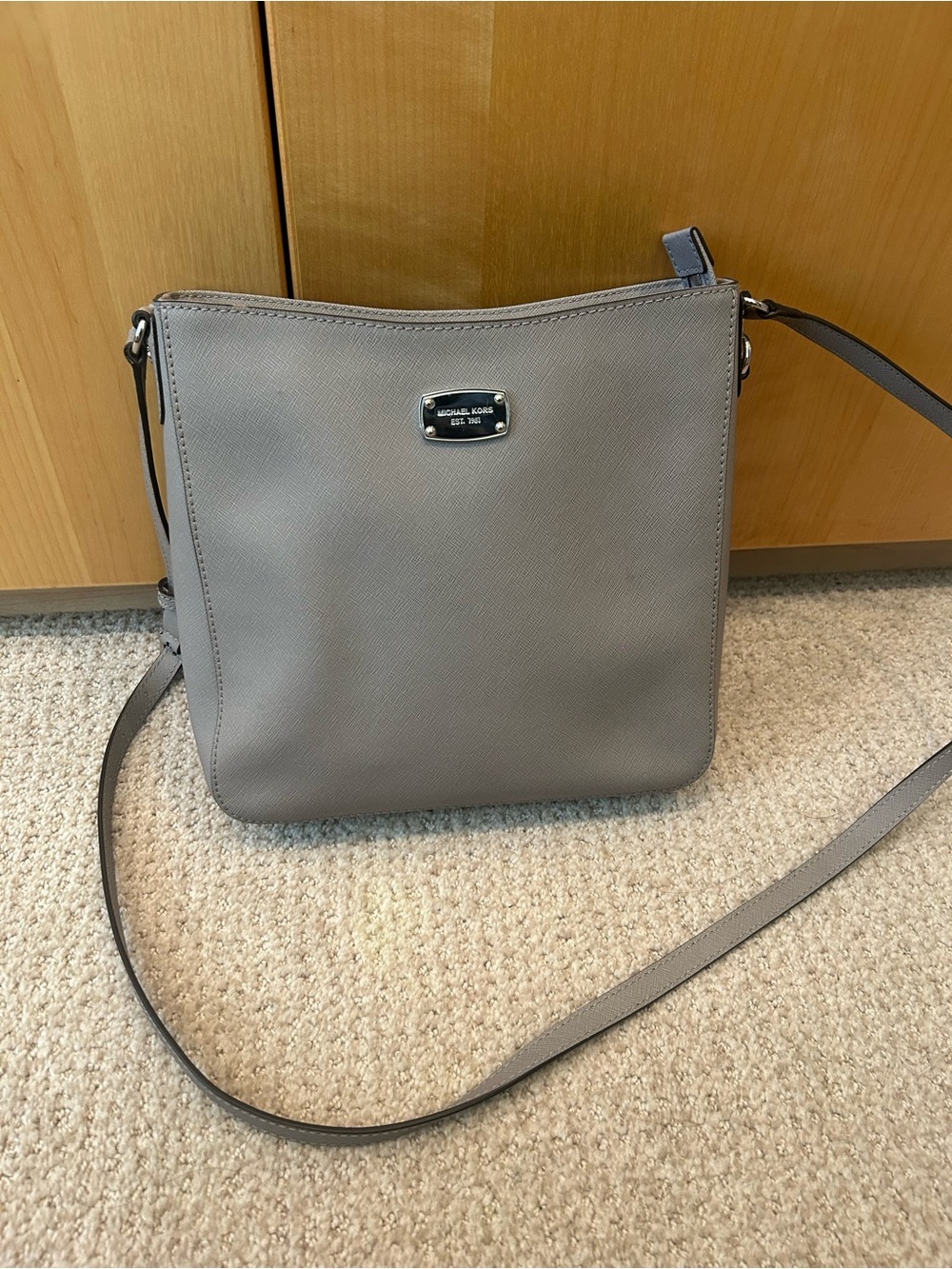 Michael Kors Gray Saffiano Crossbody Bag